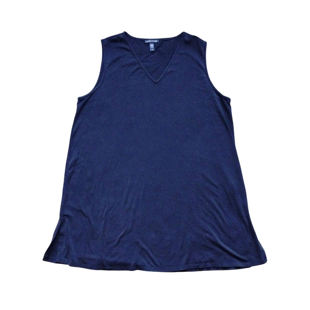 Eileen Fisher Tank  Sleeveless Tunic Top Knit Black Medium M/M Casual